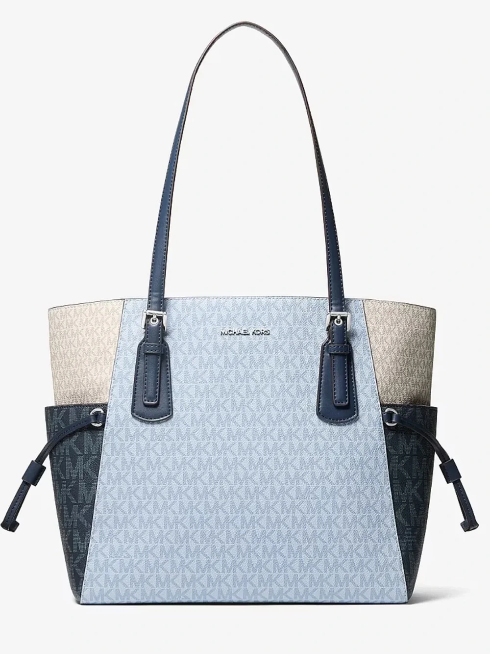 Michael Kors Voyager Large Color-Block Signature Logo Tote Shoulder Bag - Picture 3 of 12